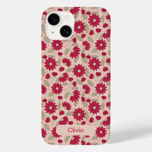 Persoonlijke roze madeliefjes iPhone hoes (Achterkant)