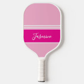 Persoonlijke Roze Magenta Witte Aangepaste Naam Pickleball Paddle (Achterkant)