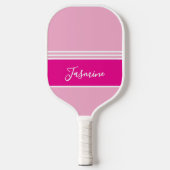 Persoonlijke Roze Magenta Witte Aangepaste Naam Pickleball Paddle (Voorkant)