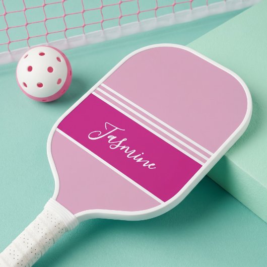 Persoonlijke Roze Magenta Witte Aangepaste Naam Pickleball Paddle