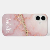 Persoonlijke Roze Marmer Stijlvolle Goud Case-Mate iPhone Case (Achterkant (horizontaal))