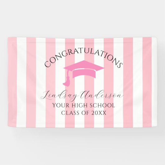Persoonlijke Roze Meisjes Afstuderen Spandoek (Horizontaal)