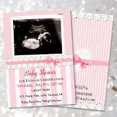 Persoonlijke Roze Meisjes Echoscopie Baby Shower Kaart