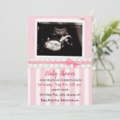 Persoonlijke Roze Meisjes Echoscopie Baby Shower Kaart (Staand voorkant)