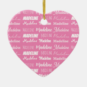 Persoonlijke Roze Meisjesnaam Collage Kerst Keramisch Ornament
