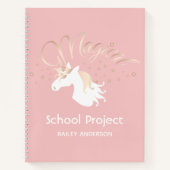 Persoonlijke Roze Moderne Magische Eenhoorn Kinder Notitieboek (Voorkant)