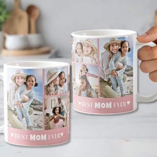 Persoonlijke Roze Moeder Foto Collage Koffiemok