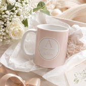 Persoonlijke Roze Monogram Naam Elegant Koffiemok