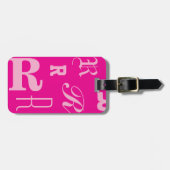 Persoonlijke Roze, Monogram Typografie Initialen Bagagelabel (Voorkant horizontaal)