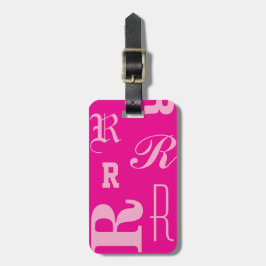 Persoonlijke Roze, Monogram Typografie Initialen Bagagelabel