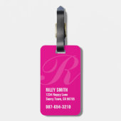Persoonlijke Roze, Monogram Typografie Initialen Bagagelabel (Achterkant verticaal)