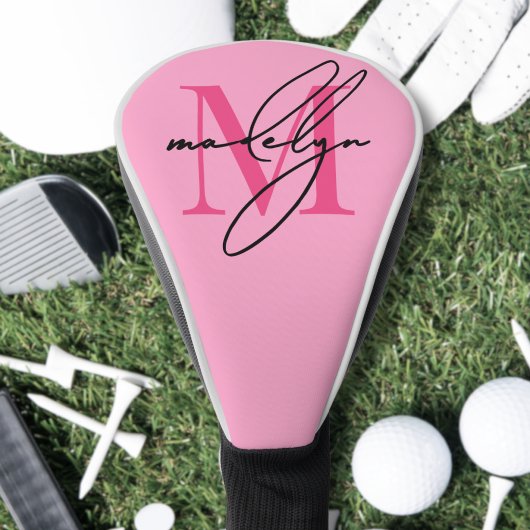Persoonlijke Roze Monogramnaam Golfheadcover