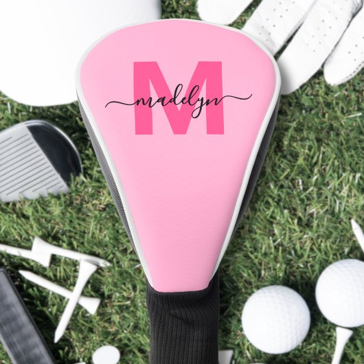 Persoonlijke Roze Monogramnaam Golfheadcover