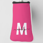 Persoonlijke Roze Monogramnaam Golfheadcover (Draai 90)