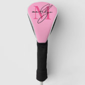 Persoonlijke Roze Monogramnaam Golfheadcover (Voorkant)