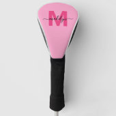 Persoonlijke Roze Monogramnaam Golfheadcover (Voorkant)