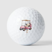 Persoonlijke Roze Moppige Golfkar Golfbal met Init Golfballen (Voorkant)