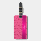 Persoonlijke roze naamschaatsen bagagelabel (Voorkant verticaal)
