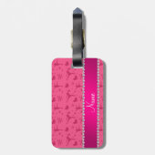 Persoonlijke roze naamschaatsen bagagelabel (Achterkant verticaal)
