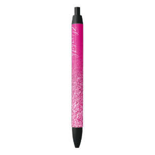Persoonlijke Roze Nep Glitter Ombre Zwarte Inkt Pen