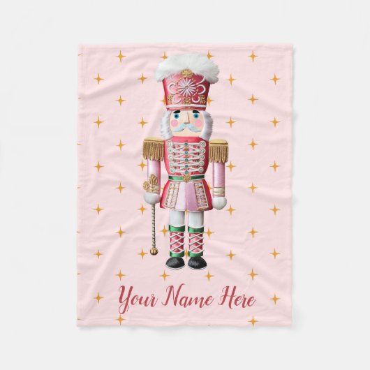 Persoonlijke Roze Notenkraker Kerstdeken  Fleece Deken (Voorkant)