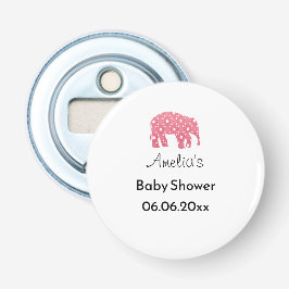 Persoonlijke Roze Olifant Baby Shower Button Flesopener