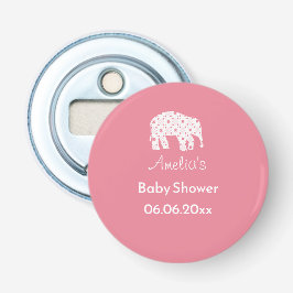 Persoonlijke Roze Olifant Baby Shower Button Flesopener