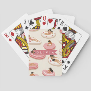 Persoonlijke Roze Opblaasbare Zwemband Zomer Esthe Pokerkaarten