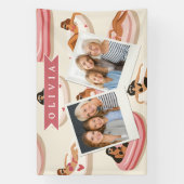 Persoonlijke Roze Opblaasbare Zwemband Zomer Esthe Spandoek (Verticaal)