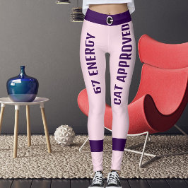 Persoonlijke Roze Paarse 67e Verjaardag Kat Moeder Leggings