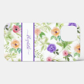 Persoonlijke Roze Paarse Witte Bloemen Case-Mate iPhone Case (Achterkant (horizontaal))