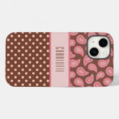 Persoonlijke roze paisley & poka dots telefoontas Case-Mate iPhone case (Achterkant (horizontaal))