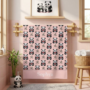 Persoonlijke Roze Panda Kinderen Strandlaken