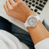 Persoonlijke Roze Pioen Roos Monogram Dames- Horloge