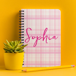 Persoonlijke Roze Plaid Planner met Naam 
