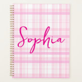 Persoonlijke Roze Plaid Planner met Naam  (Voorkant)
