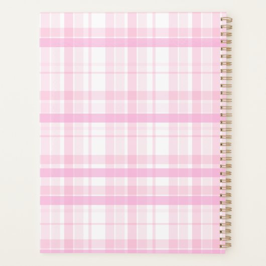 Persoonlijke Roze Plaid Planner met Naam  (Achterkant)