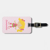 Persoonlijke roze pokstiften met rolschaatsen bagagelabel (Voorkant horizontaal)