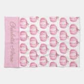 Persoonlijke Roze Pompoenen Cute Theedoek (Horizontaal)