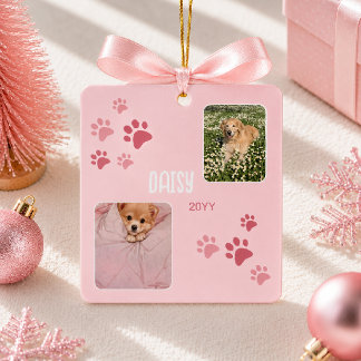 Persoonlijke Roze Poot Foto Hond Geschenk Keramisch Ornament