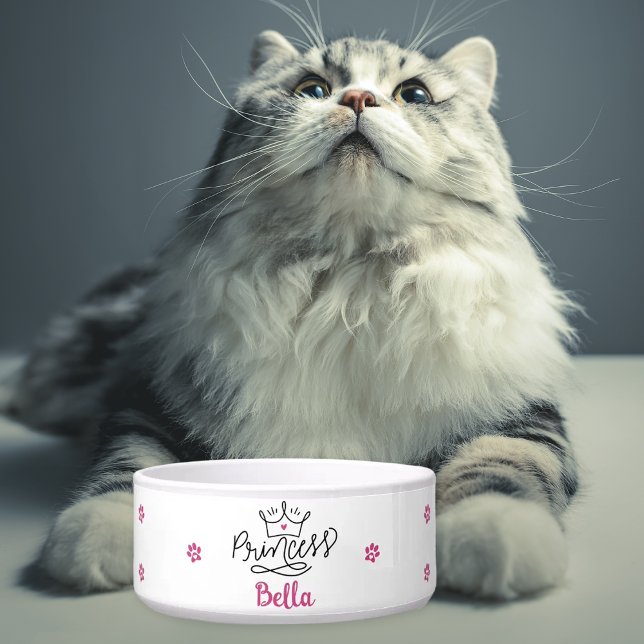 Persoonlijke Roze Prinses Kat  Voerbakje (Creator heeft geüpload)