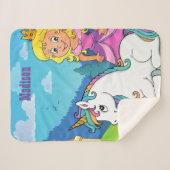 Persoonlijke roze prinses Unicorn Sherpa Blanket Deken (Voorkant (horizontaal))
