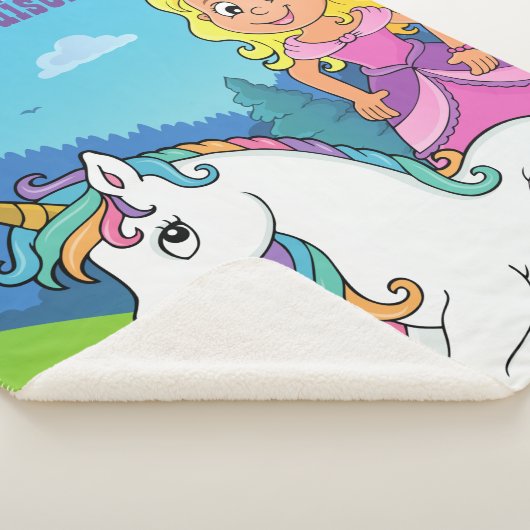 Persoonlijke roze prinses Unicorn Sherpa Blanket Sherpa Deken (3/4)