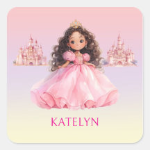 Persoonlijke Roze Prinses Verjaardagssticker