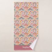 Persoonlijke Roze Regenboog Kinderen Badhanddoek (Badhanddoek)