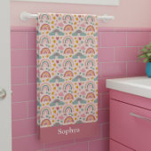 Persoonlijke Roze Regenboog Kinderen Badhanddoek