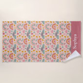 Persoonlijke Roze Regenboog Kinderen Strandlaken (Voorkant)