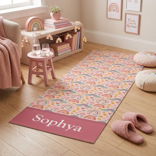 Persoonlijke Roze Regenboog Naam Yogamat