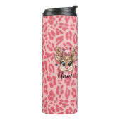 Persoonlijke roze rendieren thermosbeker (Gedraaid links)
