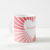 Persoonlijke roze rode hart koffiemok (Voorkant links)